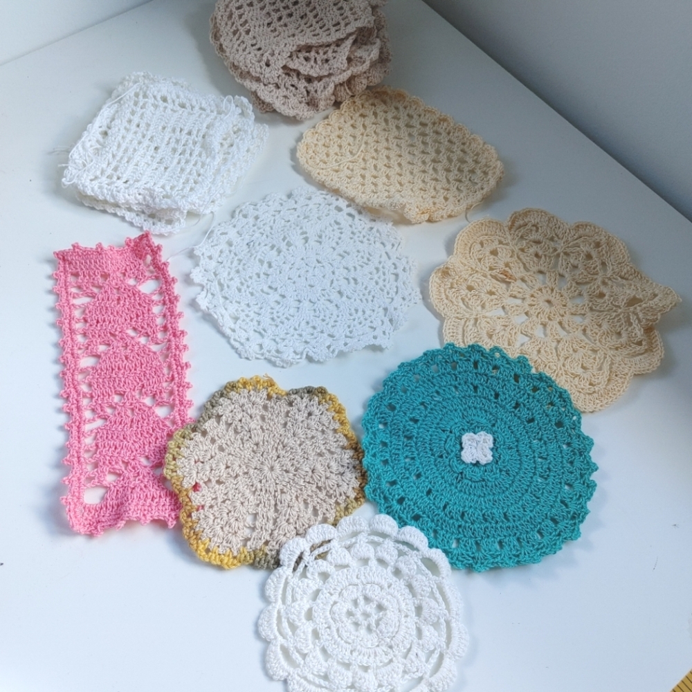 Lot of 23 Handmade Crochet Circles and Squares.